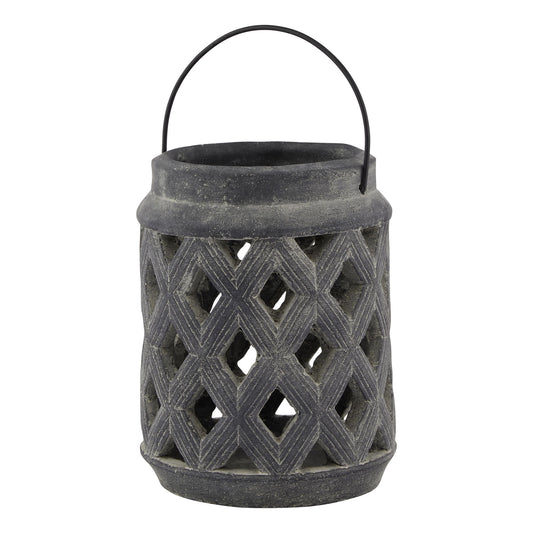 Amalfi Grey Lattice Lantern - Large