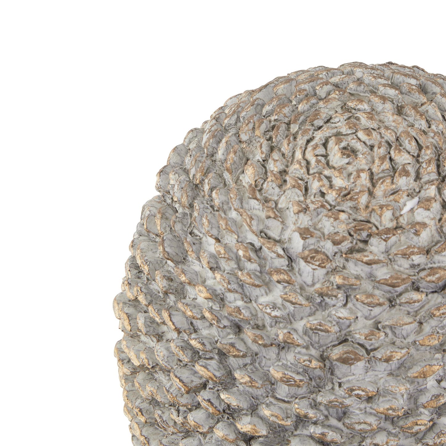 Stone Effect Pinecone Ornament With Gold Accents - Large
