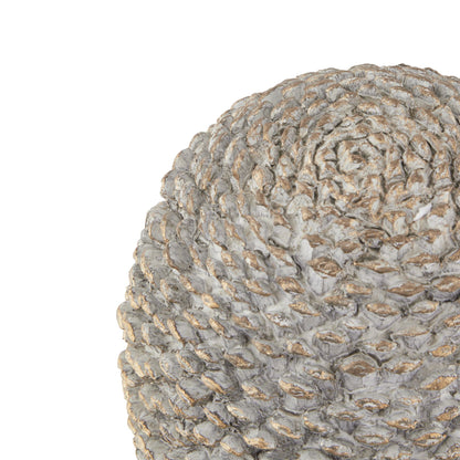 Stone Effect Pinecone Ornament With Gold Accents - Large