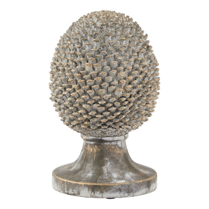 Stone Effect Pinecone Ornament With Gold Accents - Large