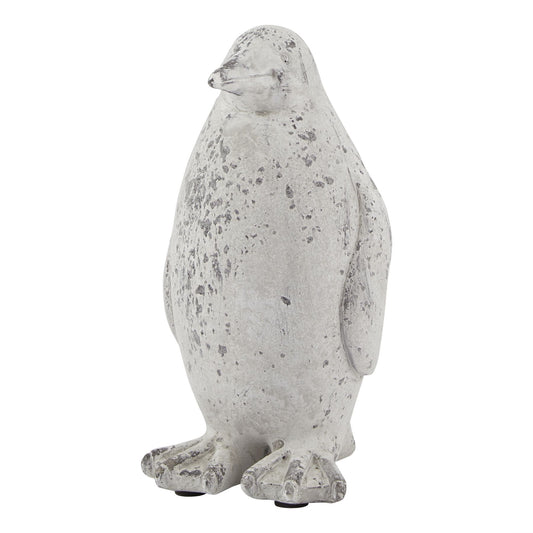 Grey Stone Effect Penguin Statue - Small