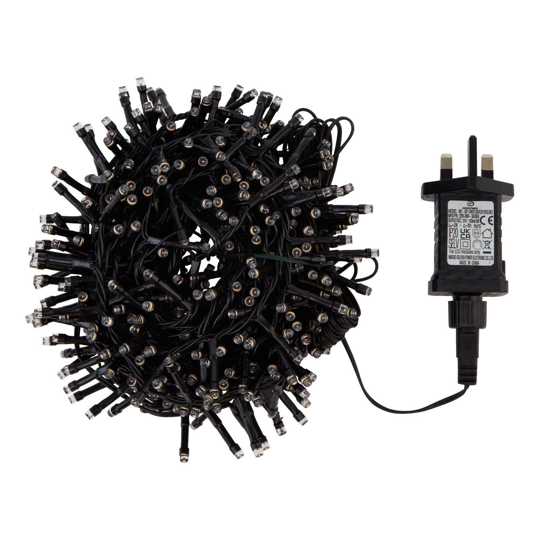 12.5 m Plug In LED Warm White Christmas String Lights