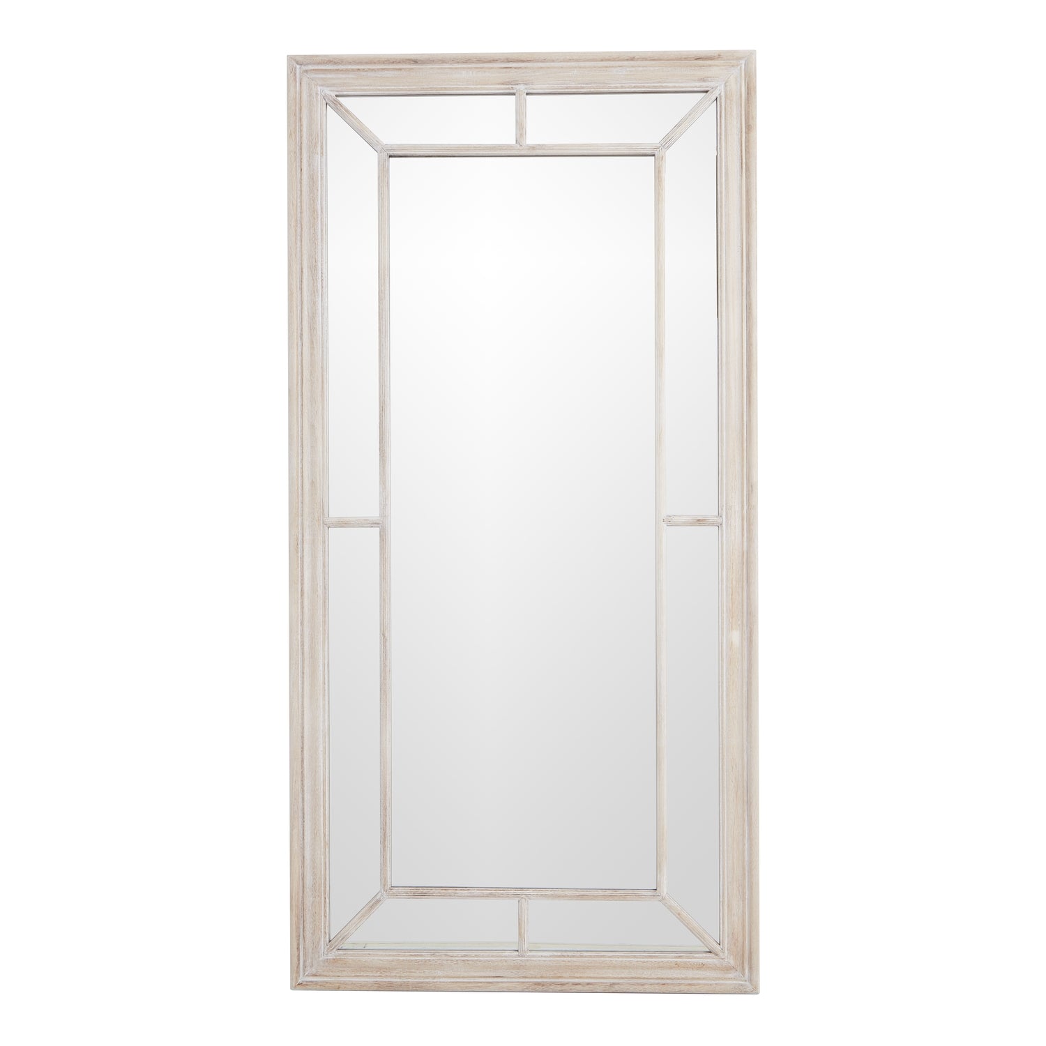 Washed Wood Framed Window Mirror - Large
