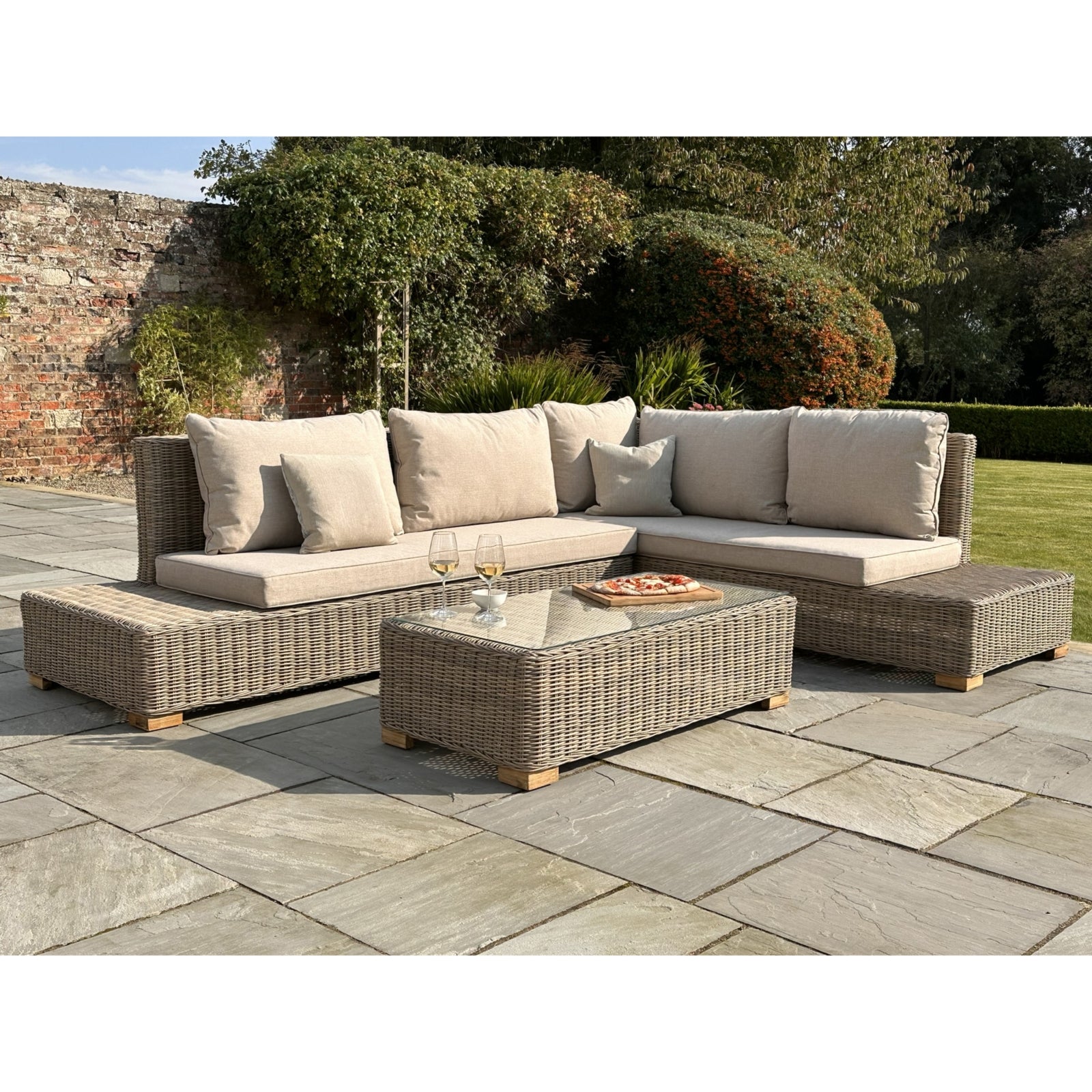 Capri Collection Outdoor Corner And Coffee Table Set - Large