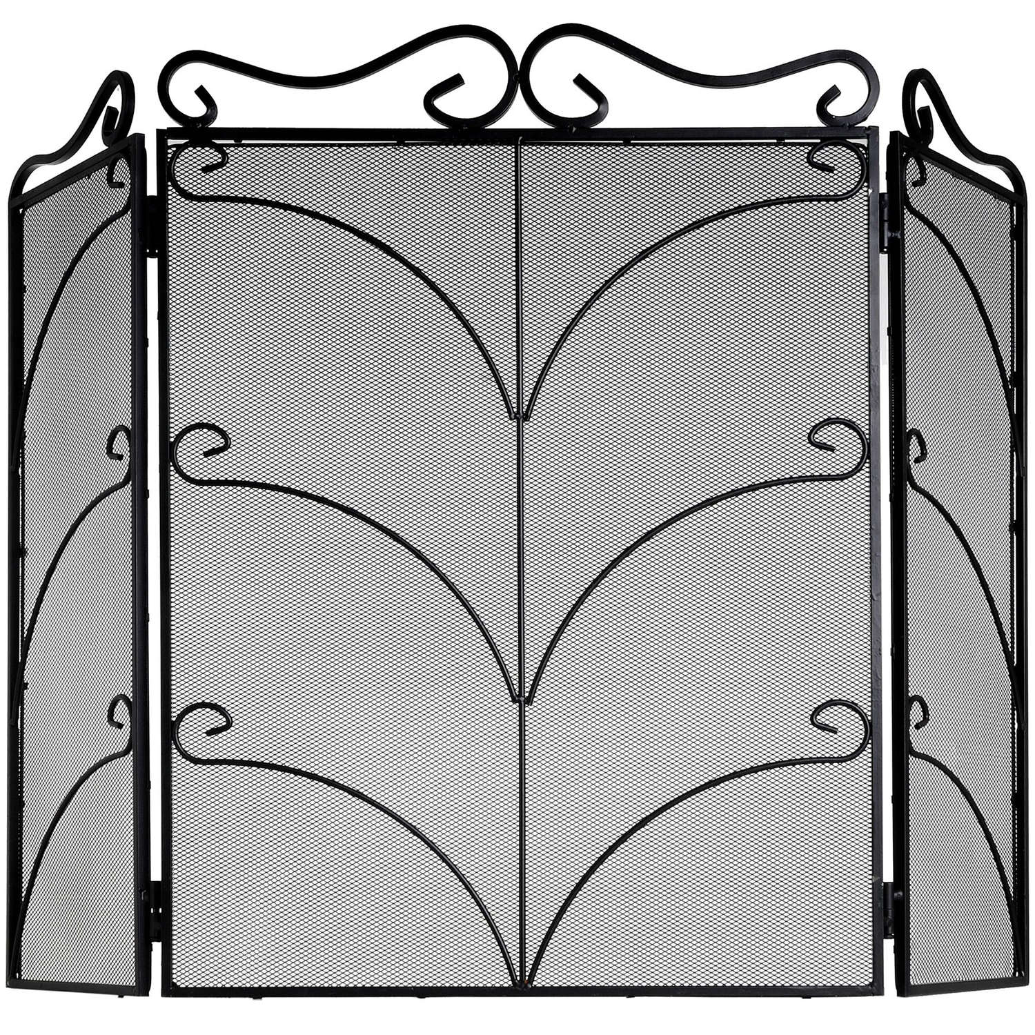 Heavy Black Ornate Fire Screen - Large