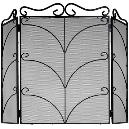Heavy Black Ornate Fire Screen - Large